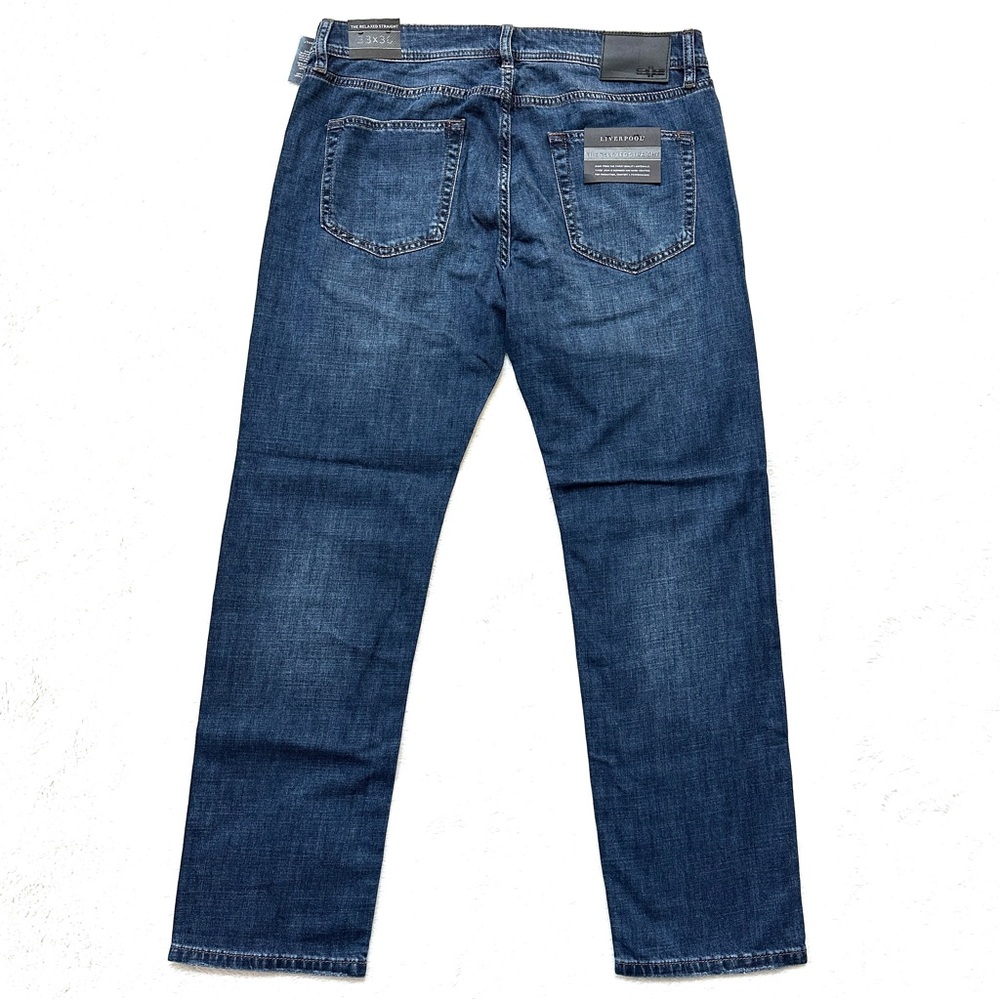 Liverpool Men’s Relaxed Straight Fit Jeans Size 33x30 Dark Blue NWT - Picture 2 of 9